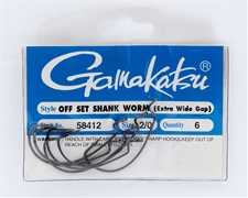 Gamakatsu 58412 Worm Hook Offset Shank EWG 2/0 6 Pack