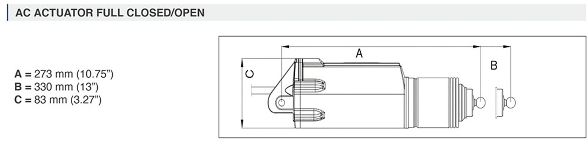 AC12 Compact Trim Tab Actuator and Brackets Specifications