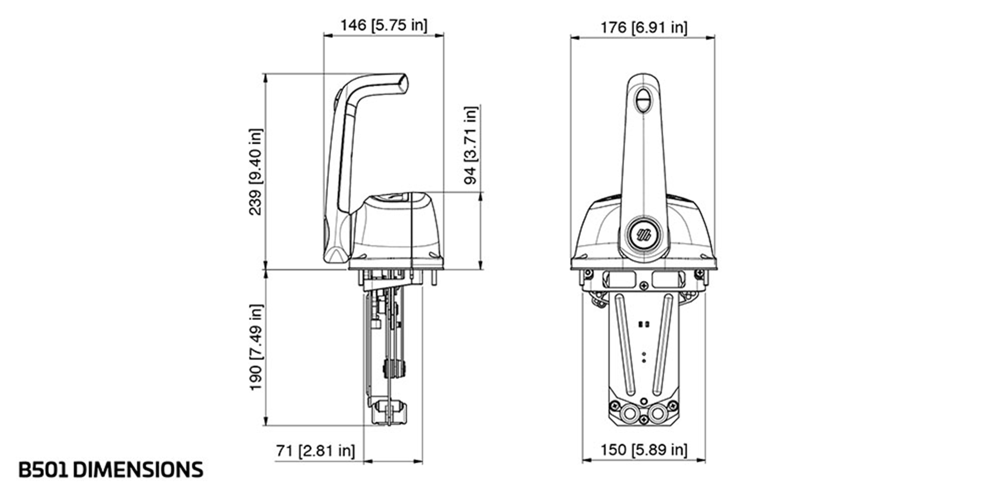 B501BL 43035 N Single Lever Black With Lock In Neutral and Without Trim 