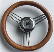 V25TK Polished Teak Grip Steering Wheel 13.8"