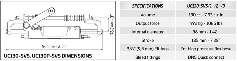UC130 SVS Hydraulic Steering Cylinder Dimensions