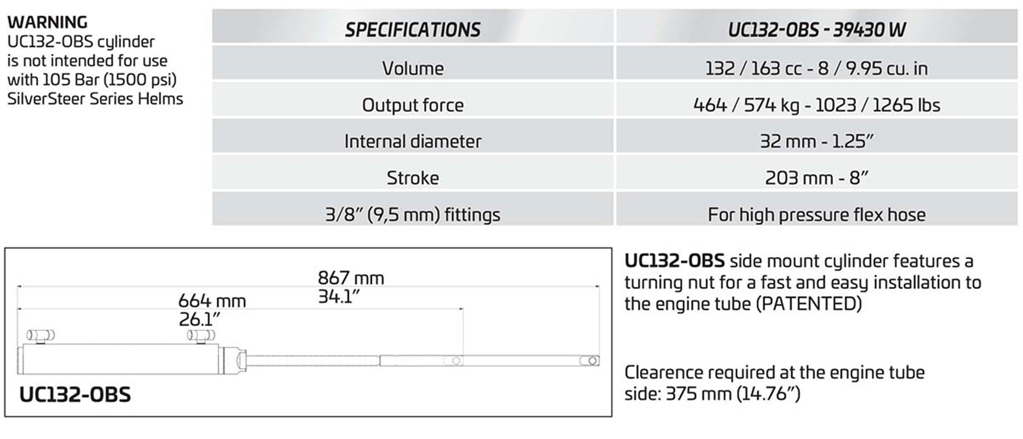 UC132OBS 39430 W Side Mount Application Cylinder