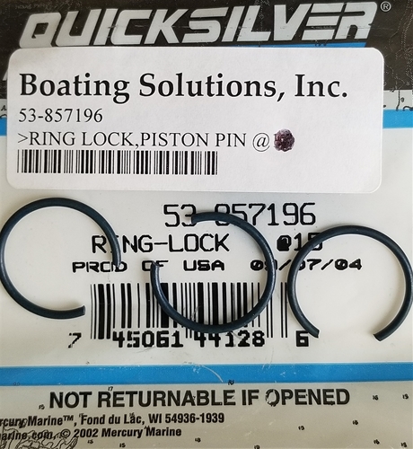 53-857196 Ring Lock Piston Wrist Pin Mercury OEM