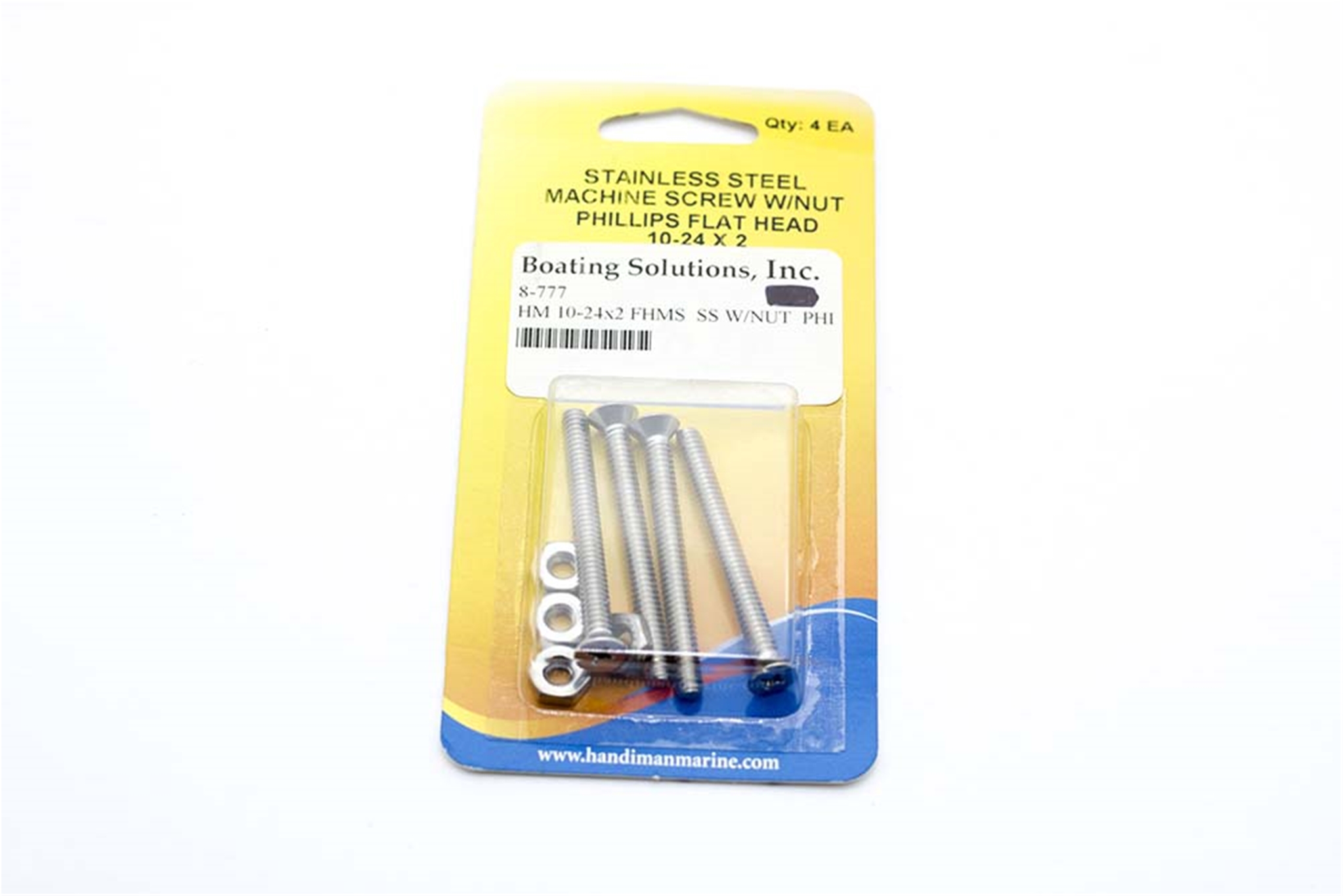 777 Handi Man Phillips Flat Head SS 10-24X2 W/Nut Screw