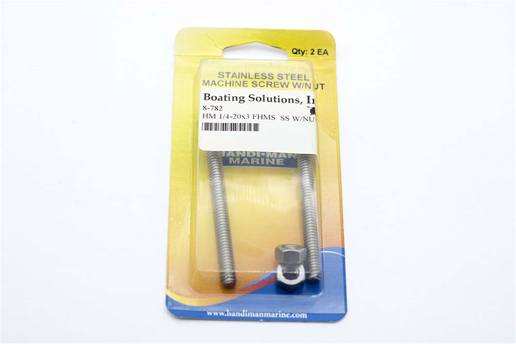 782 Handi Man 1/4-20X3 Machine Screw SS W/Nut  Phillips Flat Head