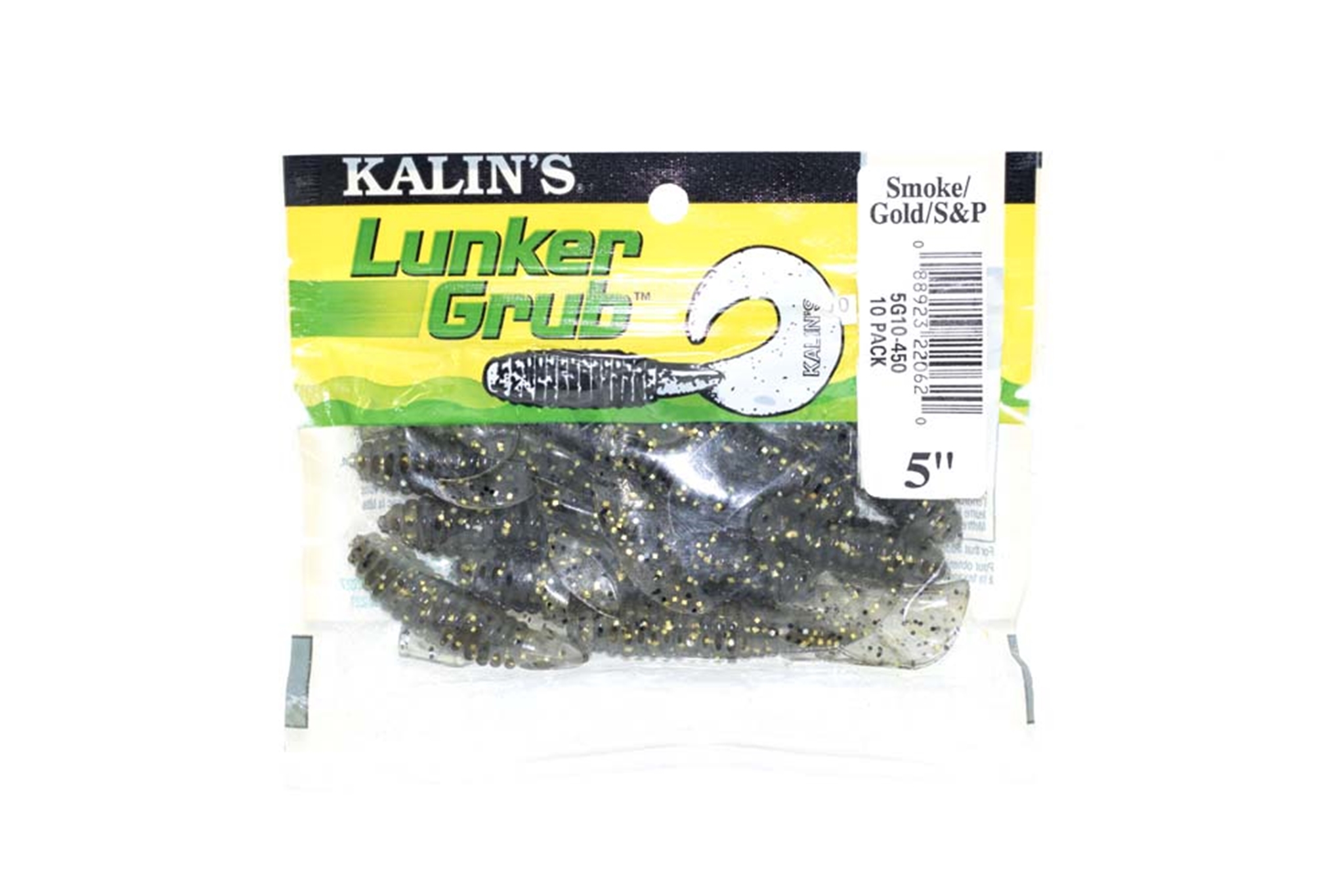 Kalins 5G10-450 Lunker Grub 5" Smoke Gold Salt & Pepper 10 Per Pack