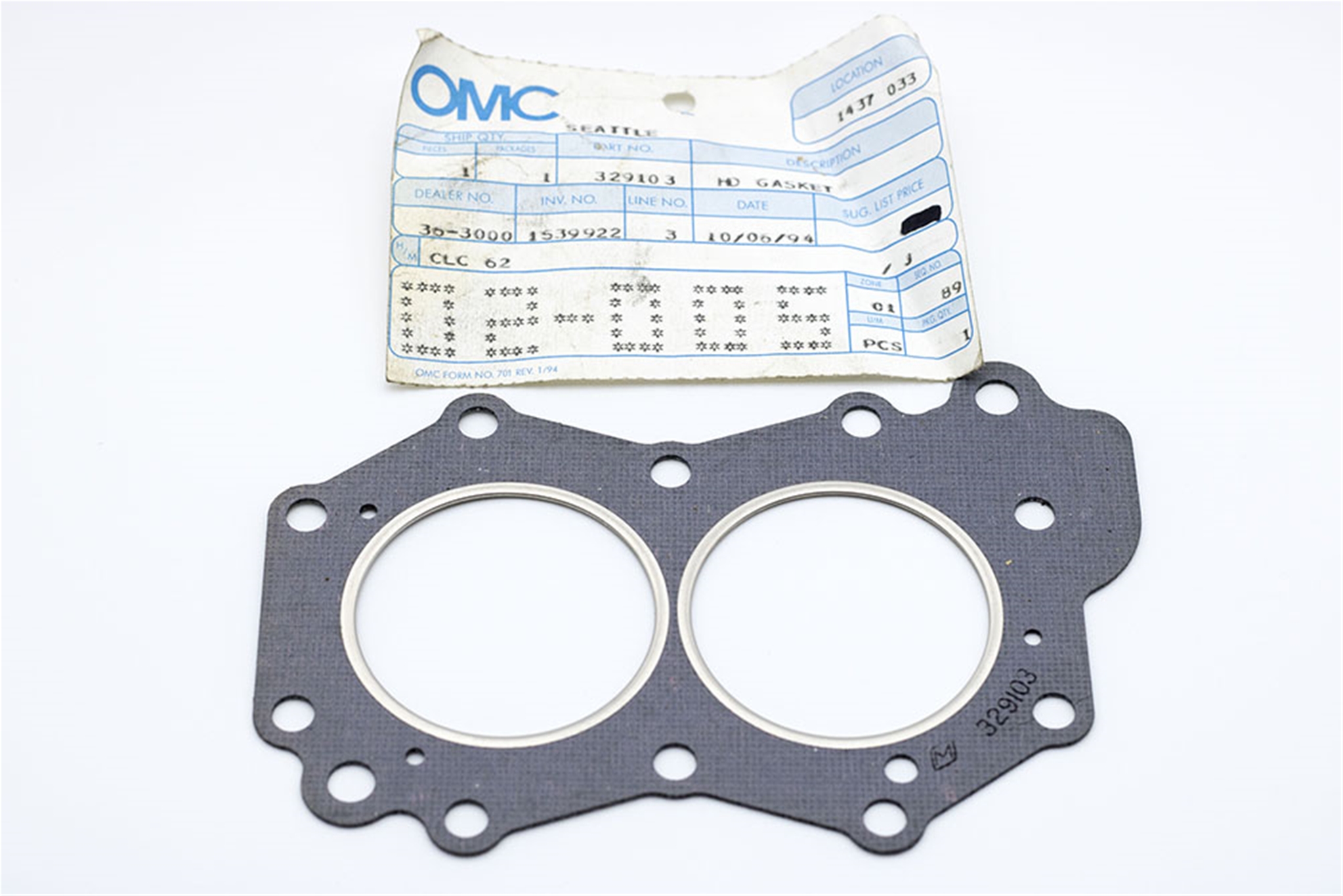 OMC Johnson Evinrude 329103 Head Gasket OEM