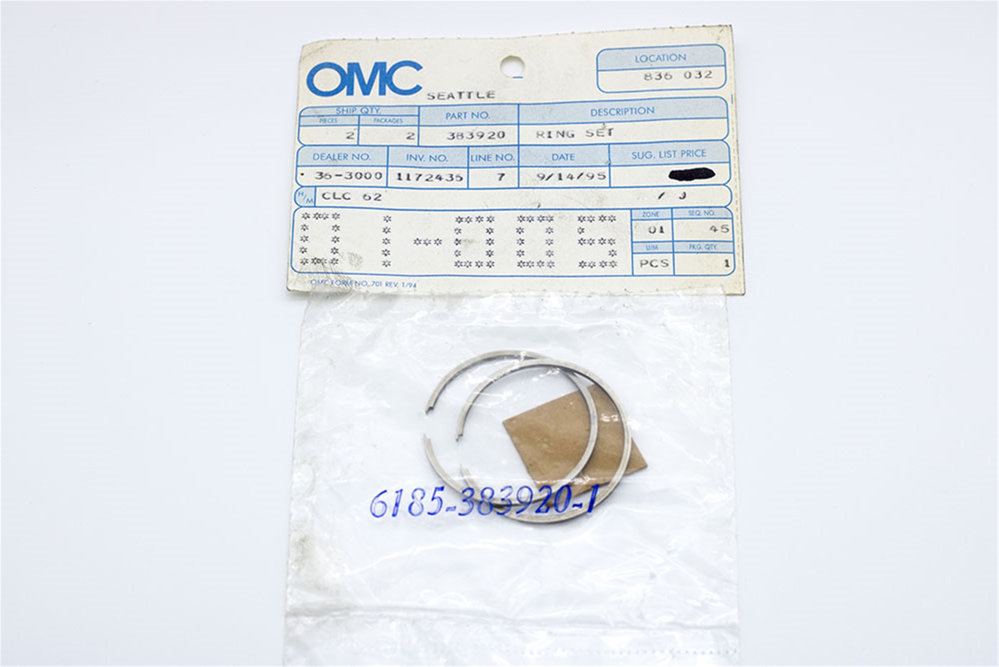0383920 Johnson Evinrude Piston Ring Set