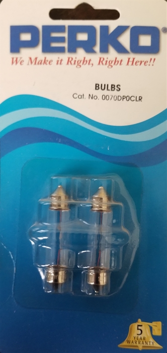 0070DP0CLR Perko 12Volt 10 Watt .74 Amp Festoon Bulb