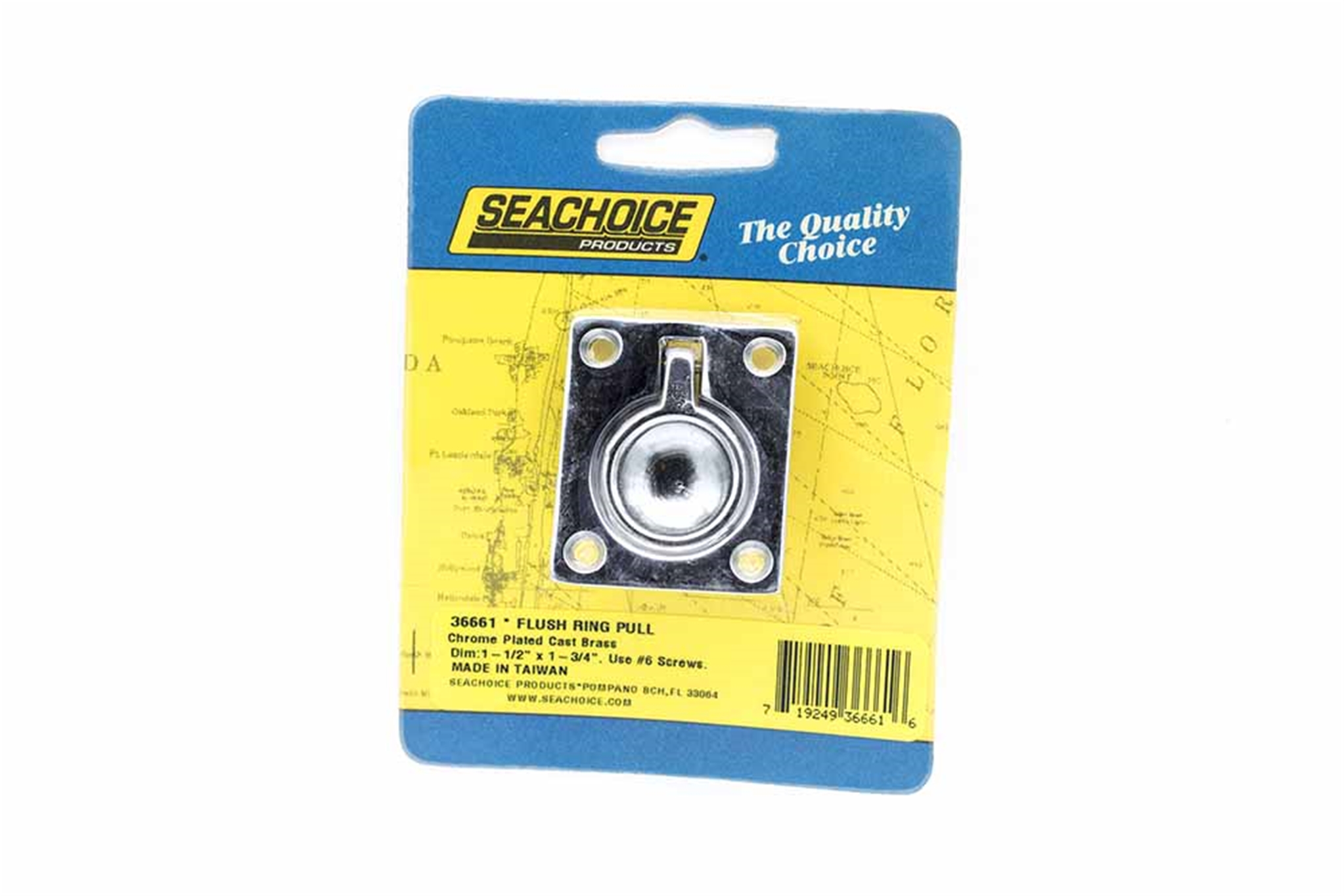 Seachoice 50-36661 Flush Ring Pull 1-1/2" X 1-3/4 Chrome 