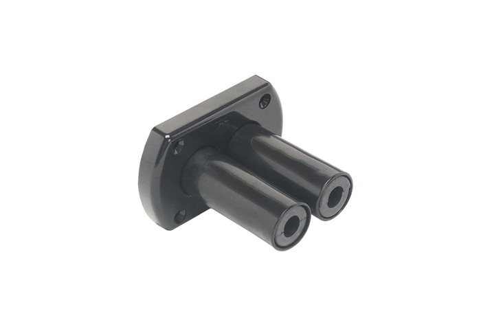 R8B Black Dual Thru Hull Conn Flange