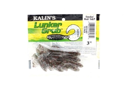 Kalins 3G10-441 Lunker Grub 3" Smoke Red Salt & Pepper 10 Per Pack