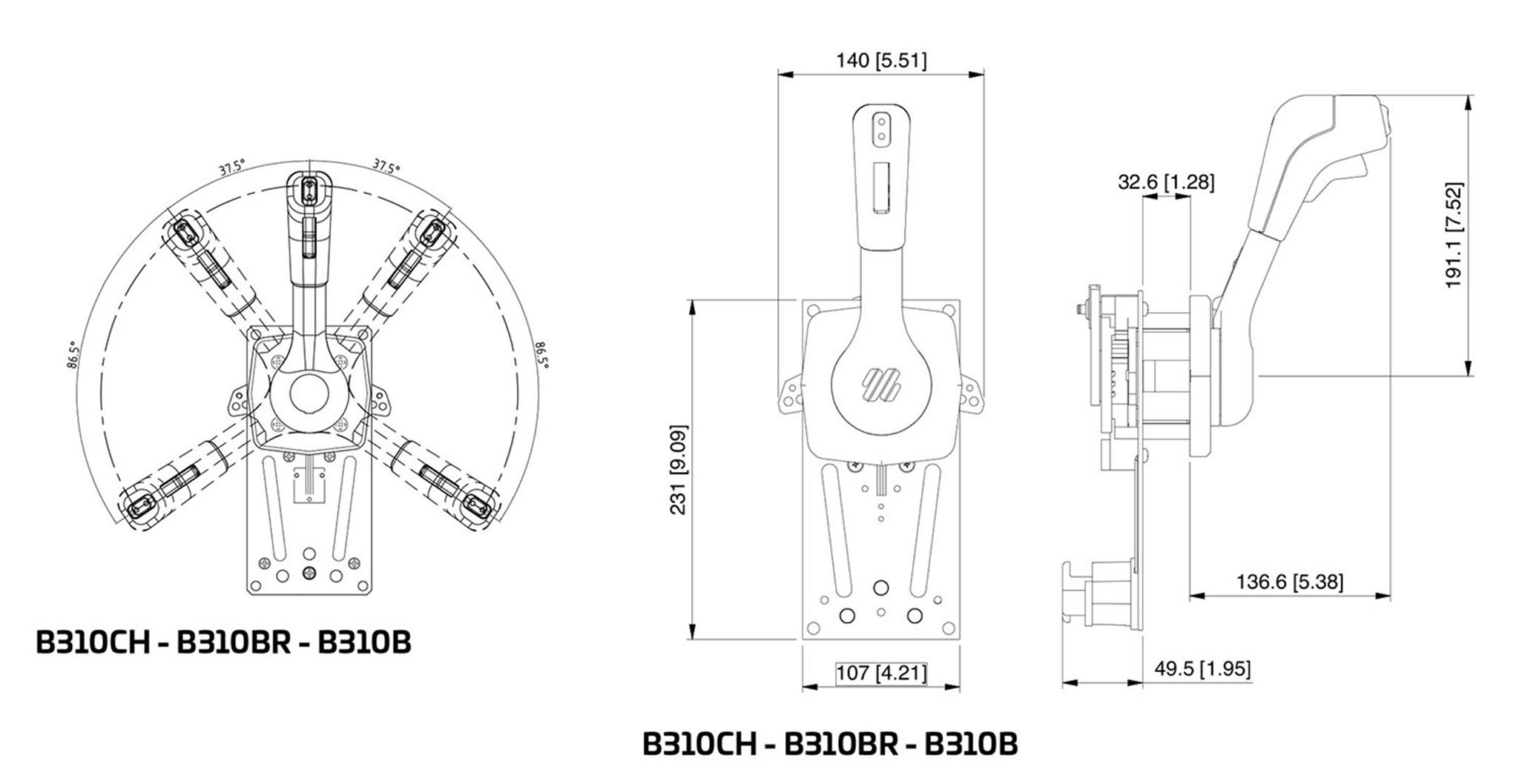 B310CH 41789 H Single Lever Side Mount Control B310 Series Controller Specifications